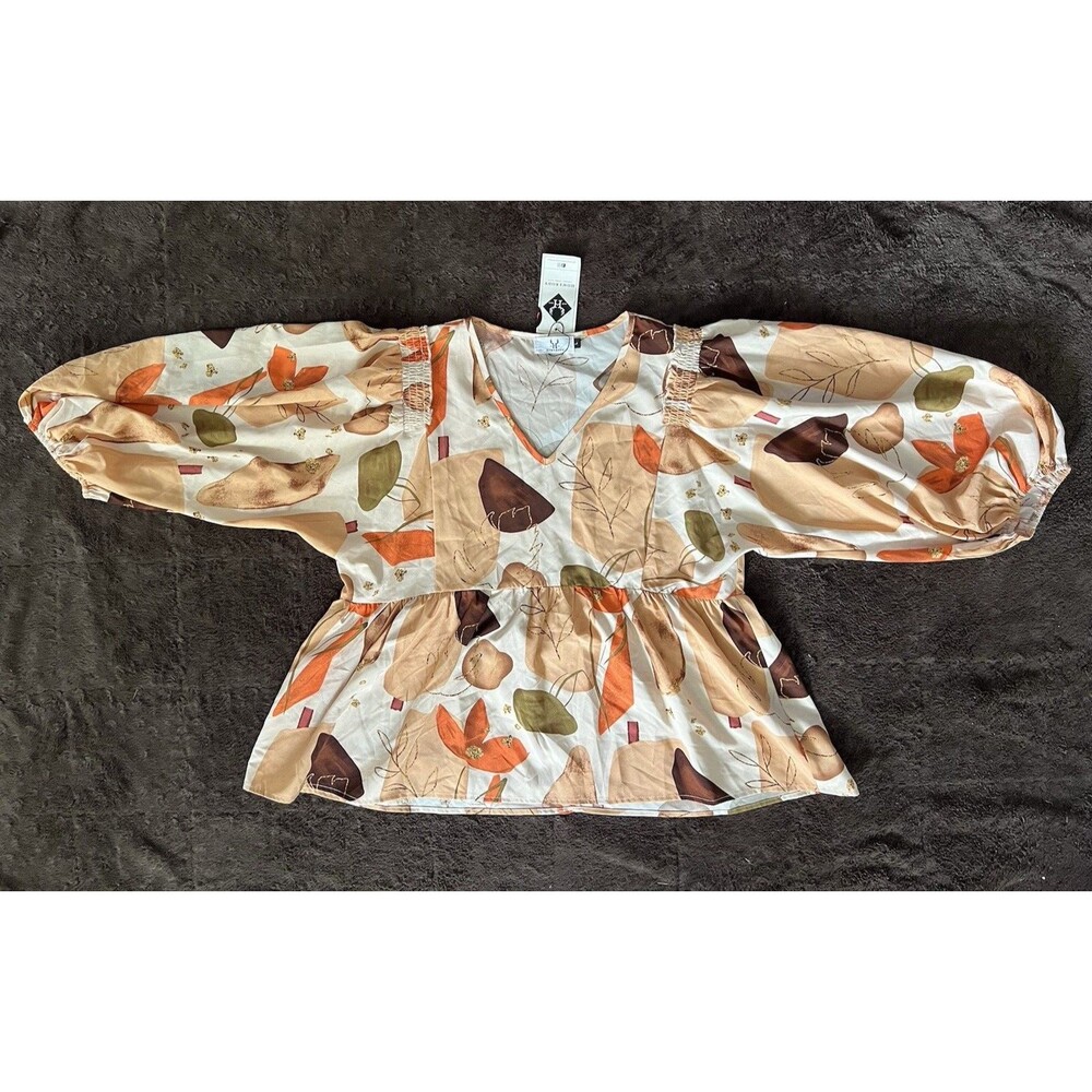 Homebody Boutique Blouse Autumn Themed Size Large